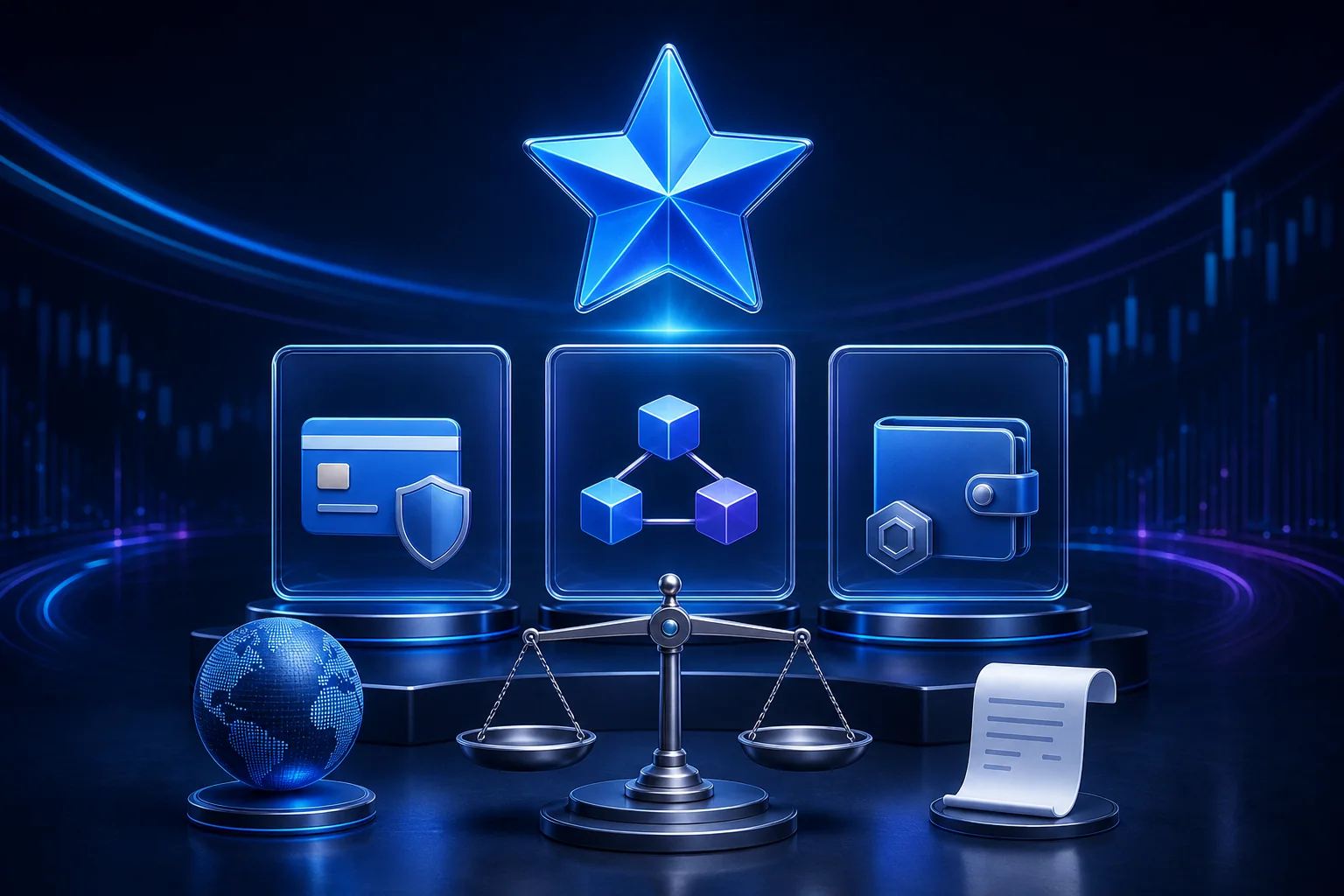 Editorial 3D comparison of Telegram Premium payment routes and regional pricing