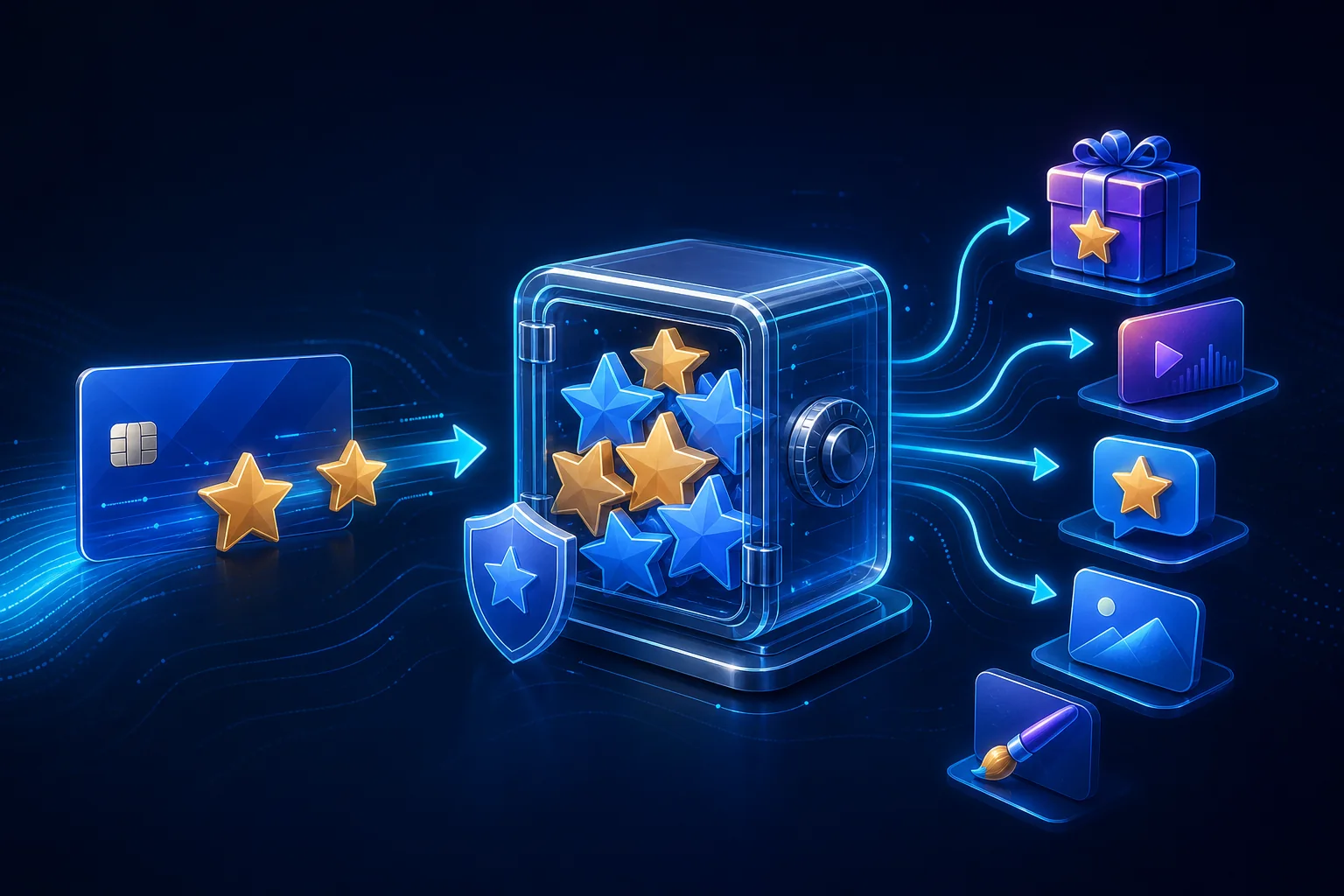 Editorial visualization of Telegram Stars transactions and secure account records